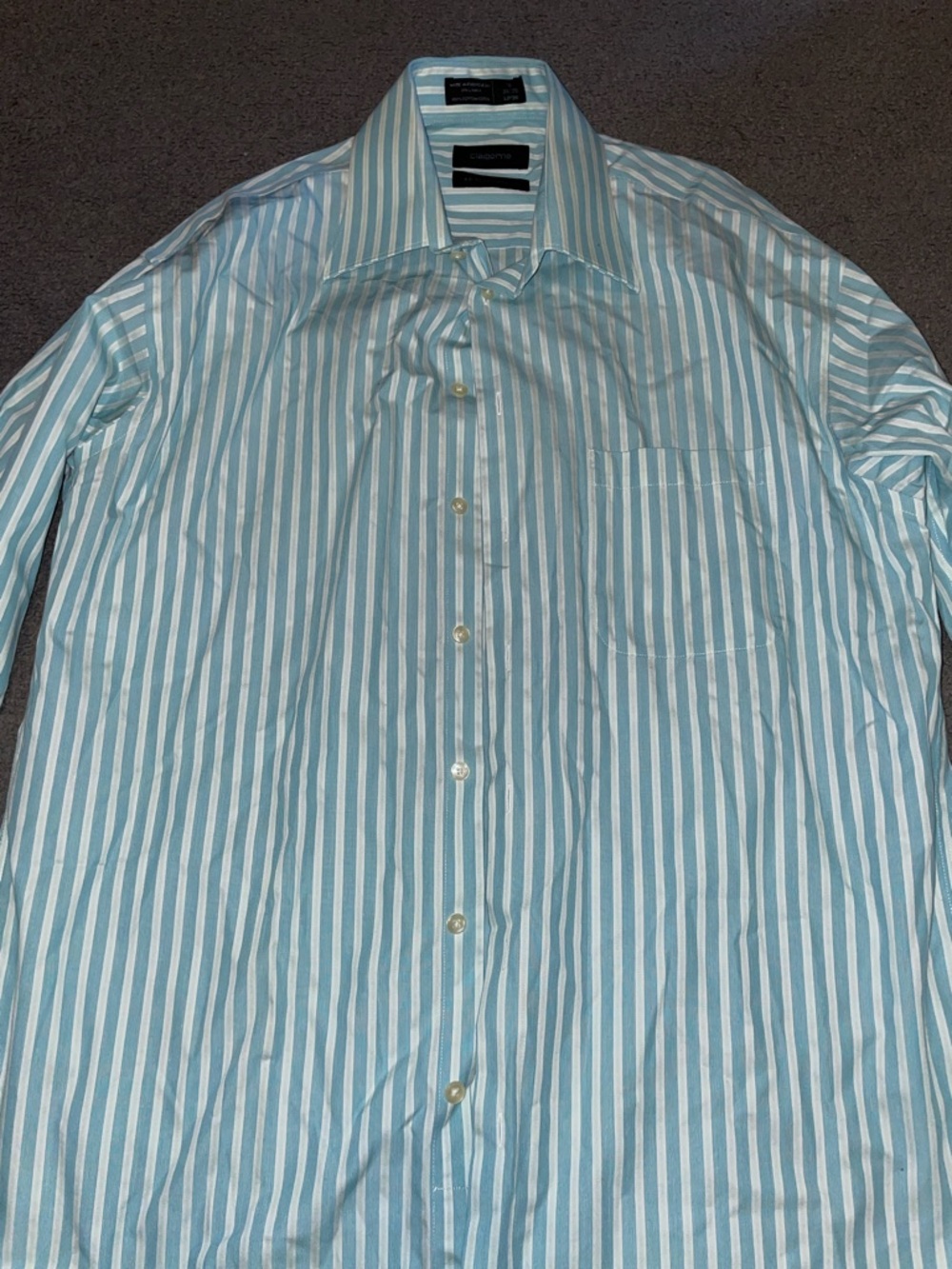 Claiborne Light Blue and White Striped Dress Shirt